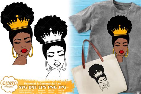 Black Queen Svg 1 Afro Woman With Crown Svg File Didiko Designs
