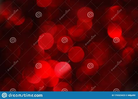 Circles Of Red Blurred Bokeh Close Up Festive Background Stock Image