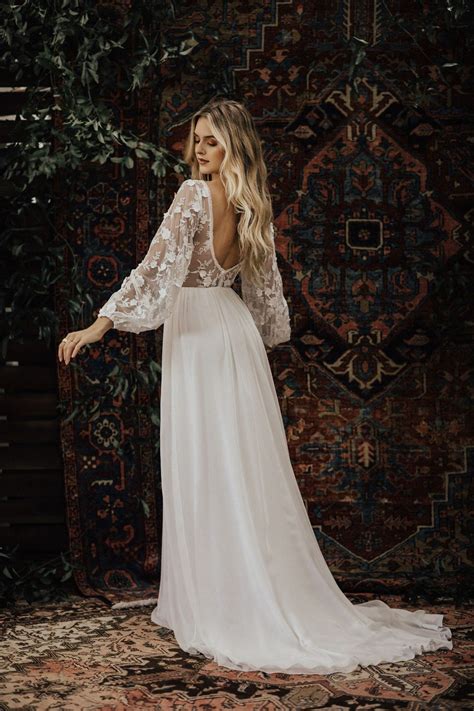 Cotton Lace And Silk Chiffon Flowy Wedding Dress Wedding Dresses