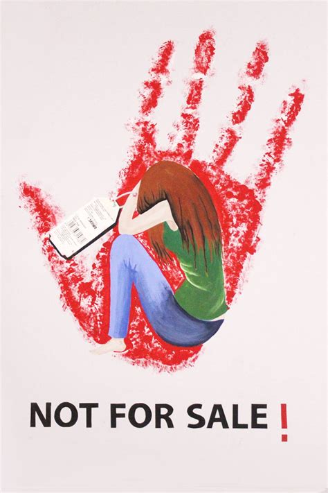 Stop Girl Trafficking Poster With Poster Colour Meaningful Drawings