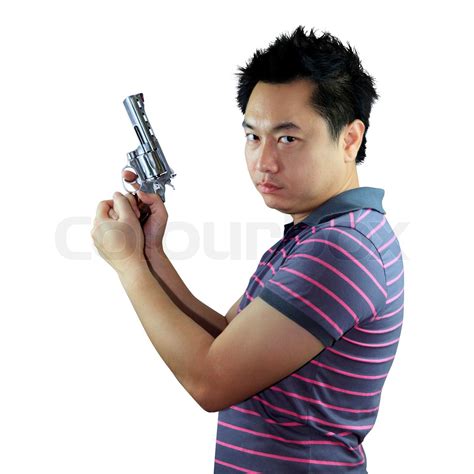 Man Holding Gun Stock Image Colourbox