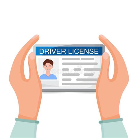 Hands Are Holding A Driver S License Photo Id Vector Illustration In