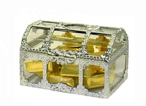 Silver Plated Mini Treasure Chest Favor Containers Candy Boxes