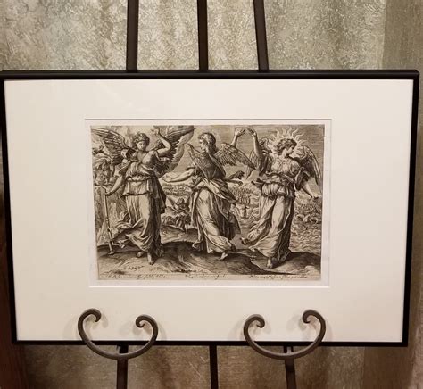 Angels 1585 Framed Set Of 2 Plates Historic Bibles Engravings