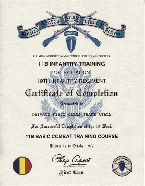 Army Basic Combat Training Certificate