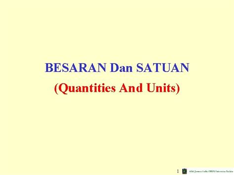 Besaran Dan Satuan Quantities And Units 1 Fisika