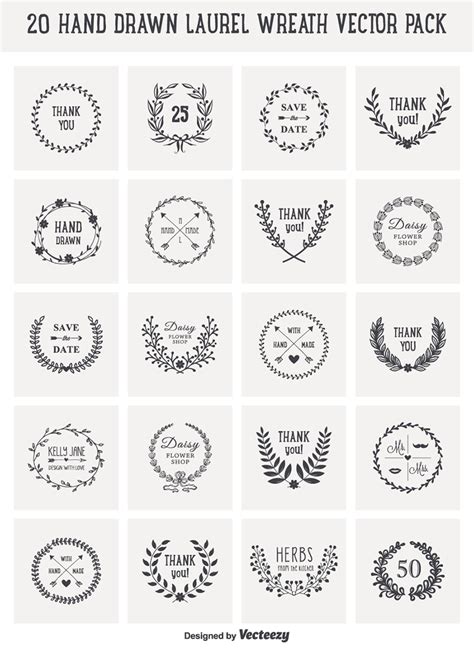 Free Download 20 Hand Drawn Laurel Wreath Vectors Super Dev Resources