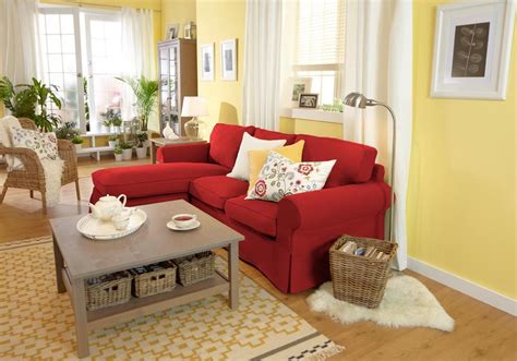 Living Room With Red Sofa