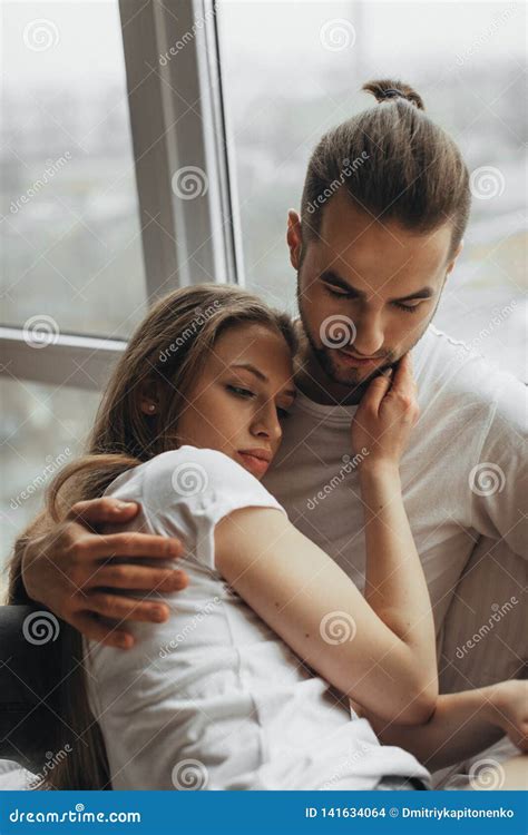 Beautiful Loving Couple Kissing In Bed Stock Photo Image Of Romantic