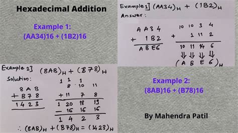 Hexadecimal Addition Youtube