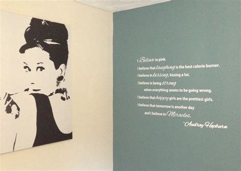 What other actress has won an oscar, served as a designer muse (to givenchy) and adorned the walls of approximately 93 percent of college dorm. Audrey Hepburn wall art - quotes | Wall art quotes, Audrey hepburn wall art, I believe in pink