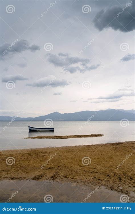 Lonely Boat On Lake Prespa North Macedonia Stock Image Image Of