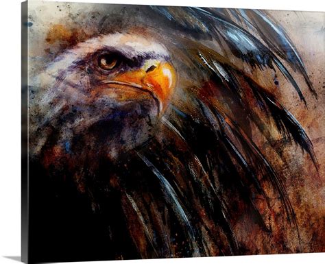 Painting Of An Eagle On An Abstract Background Wall Art Canvas Prints
