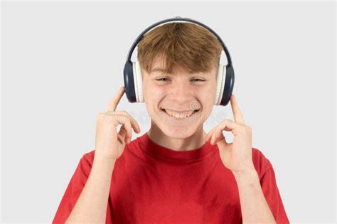Teenage Boy With Headphones Stock Image Image Of Listen Device
