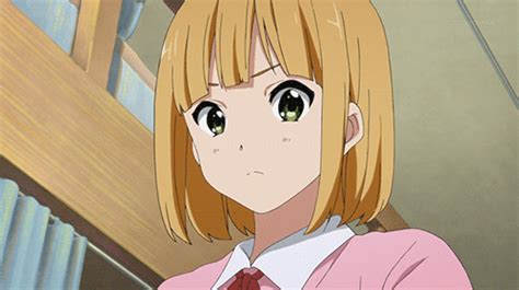Tokiwa Midori Tamako Market Animated Animated  Lowres 1girl Blonde Hair Blush Green