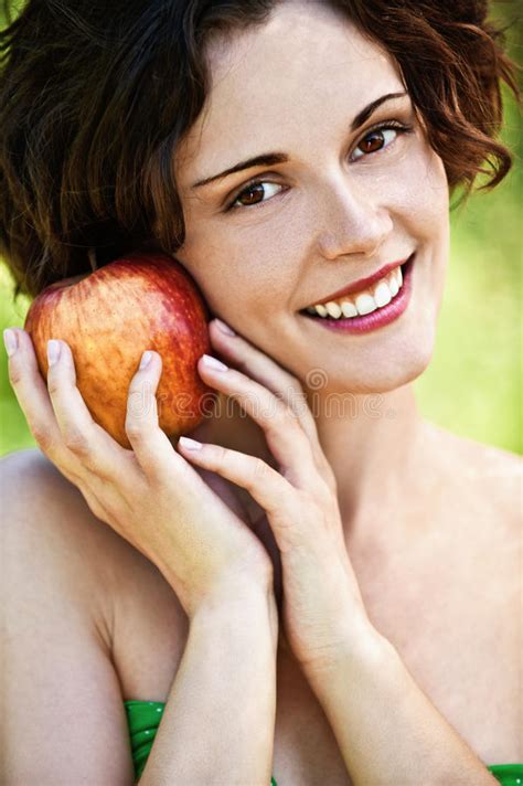 Young Woman With Apple Stock Image Image Of Face Cute 22797279