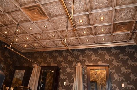 Embossed metal panels give your ceilings an authentic vintage look. Living Room Ceiling Tiles | Talissa Decor Ceiling Tiles