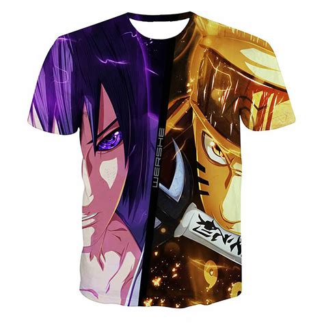 2018 Brand Clothing Mens T Shirt Anime Naruto Uzumaki Naruto Sasuke 3d