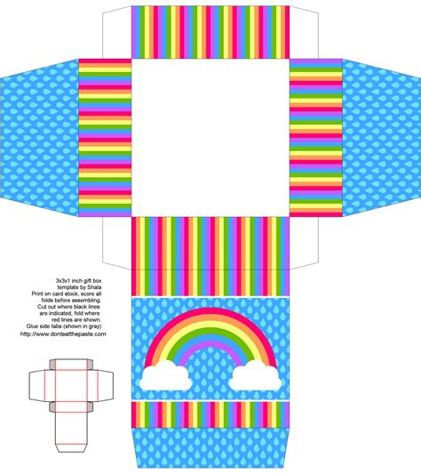Rainbow Printable Box Printable Box T Box Template Rainbow Printable