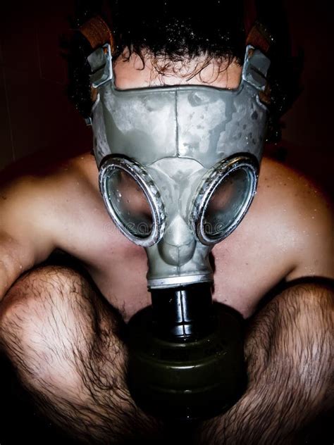 Nude Man With Gas Mask In A Black Background Stock Image Image Of Military Disaster