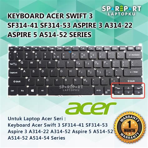 Jual Keyboard Acer Swift 3 Sf314 41 Sf314 53 Aspire 3 A314 22 Aspire 5