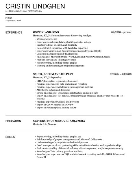 Reporting Resume Samples Velvet Jobs