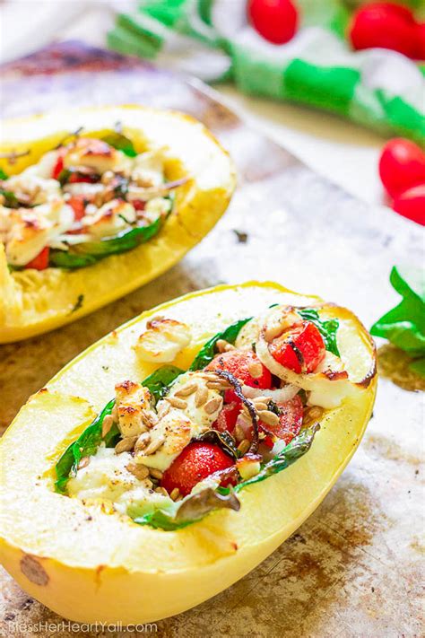 Basil Goat Cheese Spaghetti Squash Easy Delicious And Healthy