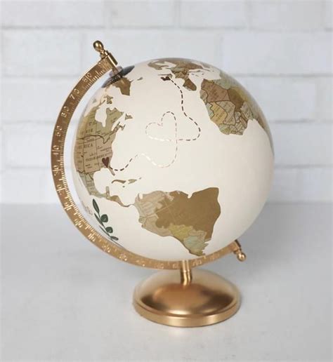 Hand Painted White And Gold Globe 10 Diameter Wedding Guestbook