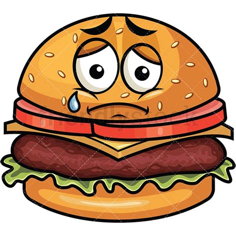 Teared Up Sad Hamburger Emoji Cartoon Vector Clipart Friendlystock