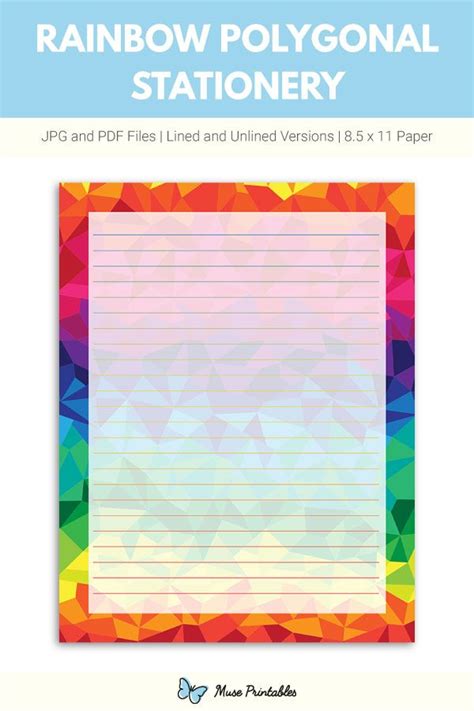Printable Rainbow Polygonal Stationery Free Printable Stationery