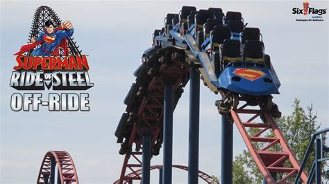 Superman Ride Of Steel Off Ride Footage Six Flags America Intamin Hyper Coaster Non Copyright