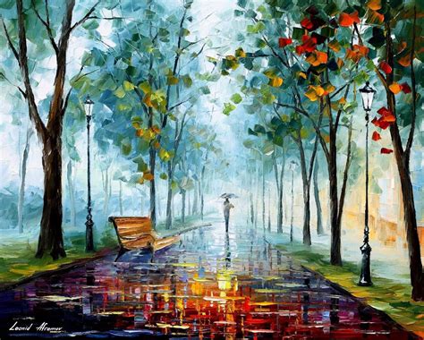 Rainy Afternoon — Palette Knife Oil Painting On Canvas By Leonid Afremov Oil Painting