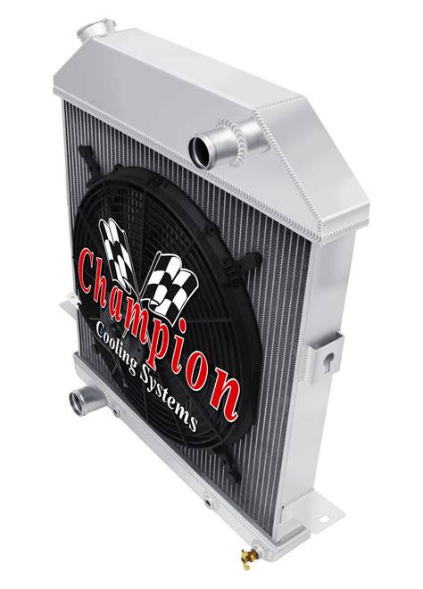 4 Row DR Champion Radiator W 16 Fan For 1939 1940 1941 Ford Deluxe