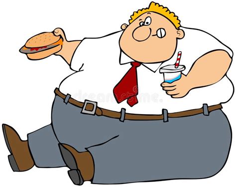 Fat Man Eating Junk Food Stock Illustration Illustration Of Cartoon