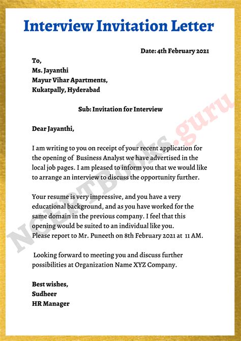 How To Write Invitation Letter For Interview Onvacationswall Com