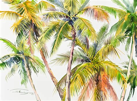 Palm Trees Watercolor Painting Br