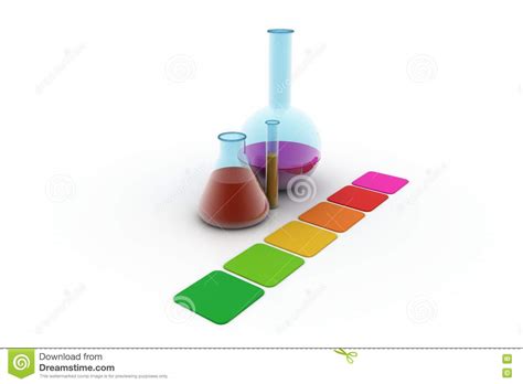 Laboratory Flasks And Test Tube With Color Paper Stock Illustration