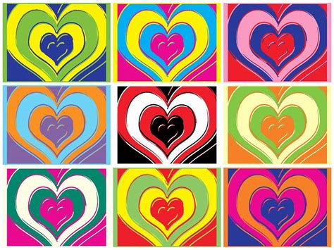 Bright Love Heart Pop Art Andy Warhol A4 Size Satin Paper Photo Print