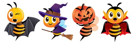 Happy Halloween Cartoon Cute Bee Halloween Costumes Mascot Set Cartoon