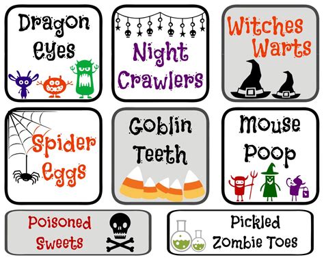 Free Printable Halloween Food Labels