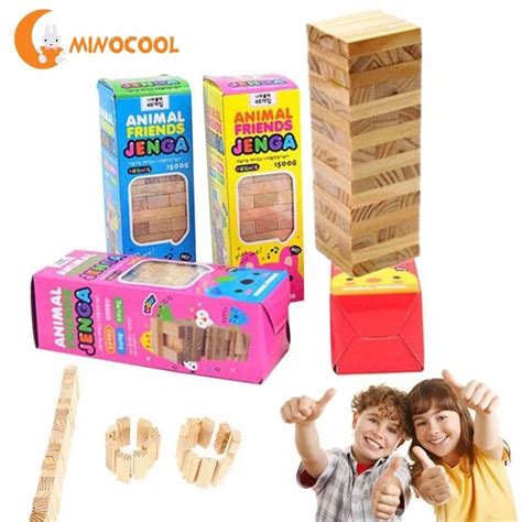 48pcs Wood Building Block Toys Classic Balance Board Wooden Tower