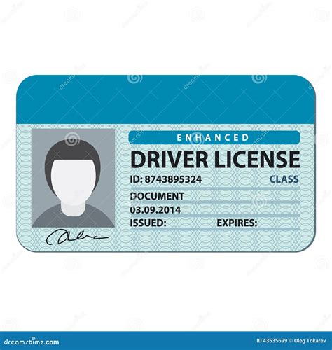 Driver License With Photo Identification Or Id Card Template Cartoon