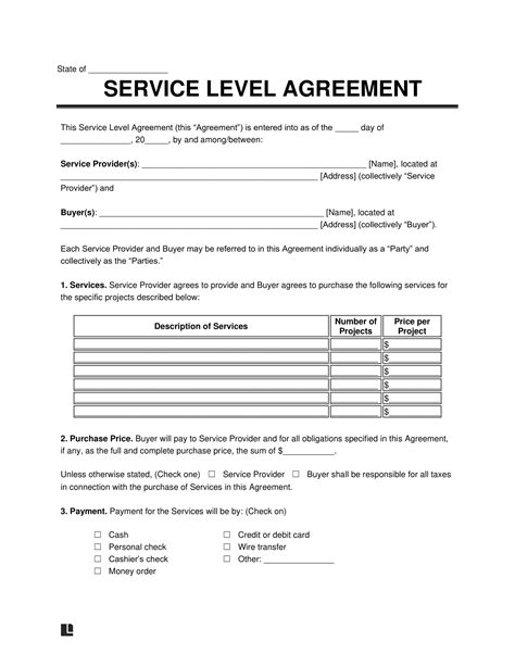 Service Level Agreement Sla Template Pdf And Word