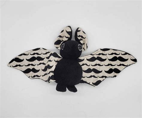 Mustache Black Bat Stuffed Animal Collectable Decorative Bat Etsy