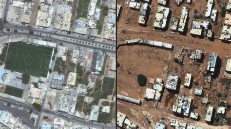 imágenes satelitales muestran el antes y el después de las inundaciones en libia video cnne