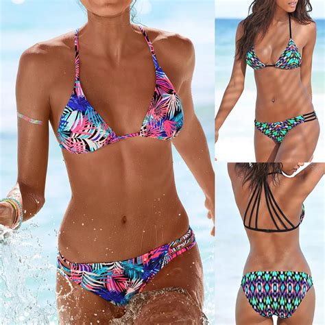 Women Brazilian Bikini Set Swimwear Halter Vest Tops Swimsuit Beach Bathing Suit Biquinis