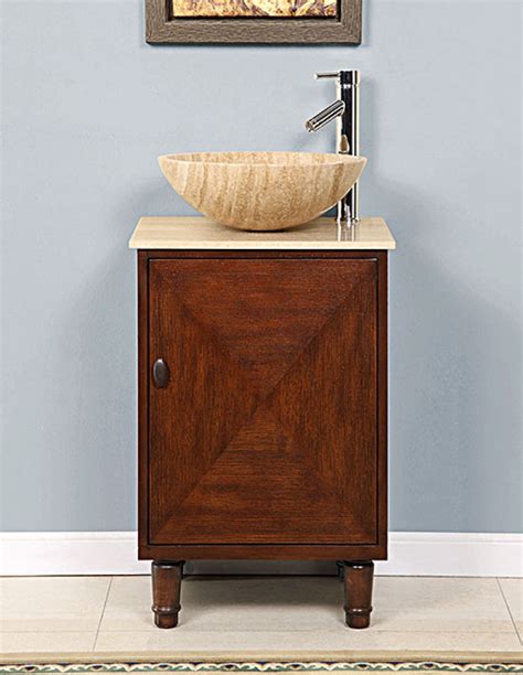20 Inch Vessel Sink Bathroom Vanity With A Travertine Top Uvsr022520