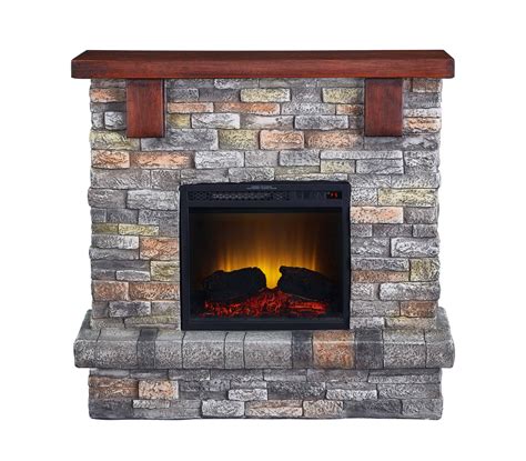Bold Flame 40 Inch Faux Stone Electric Fireplace In Brown