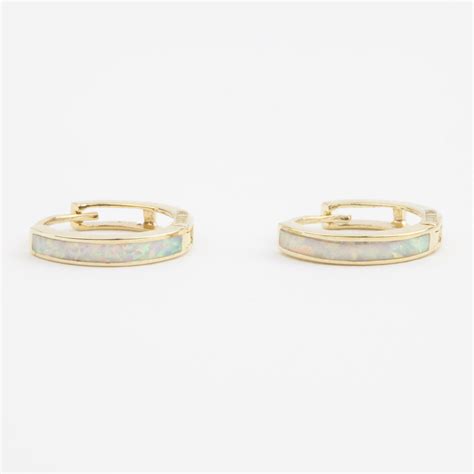 The Subtle Opal Inlay On These Petite Hoop Earrings Is The Perfect