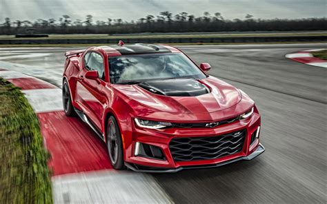 Download Wallpapers Chevrolet Camaro Zl1 2019 Exterior Red Sports